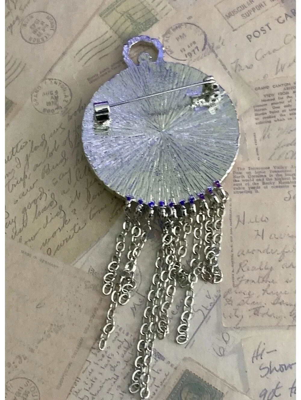 Dazzling Silver Chain Fringe Watch Face Brooch Pin with Rhinestones